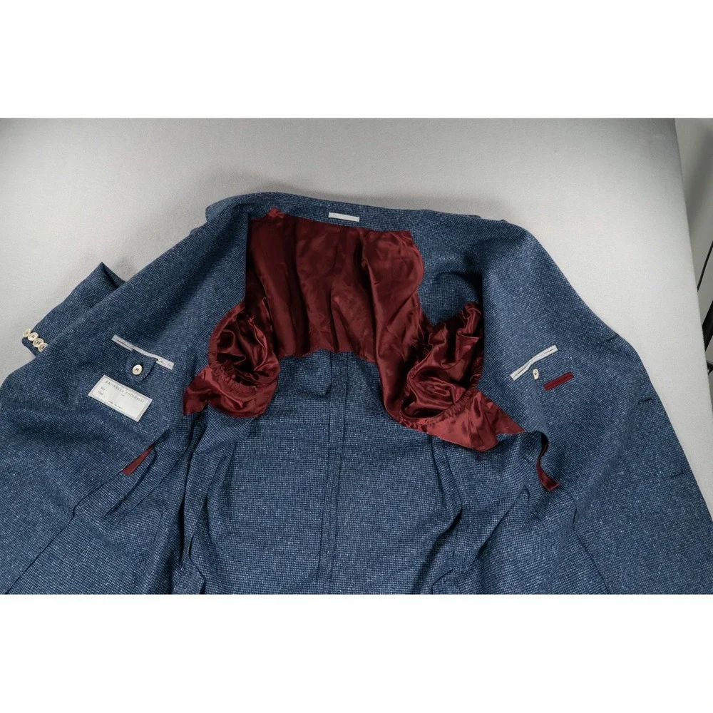 Brunello Cucinelli Mens Blue Silk Wool Cashmere 3 Button Blazer Sport Coat IT 56